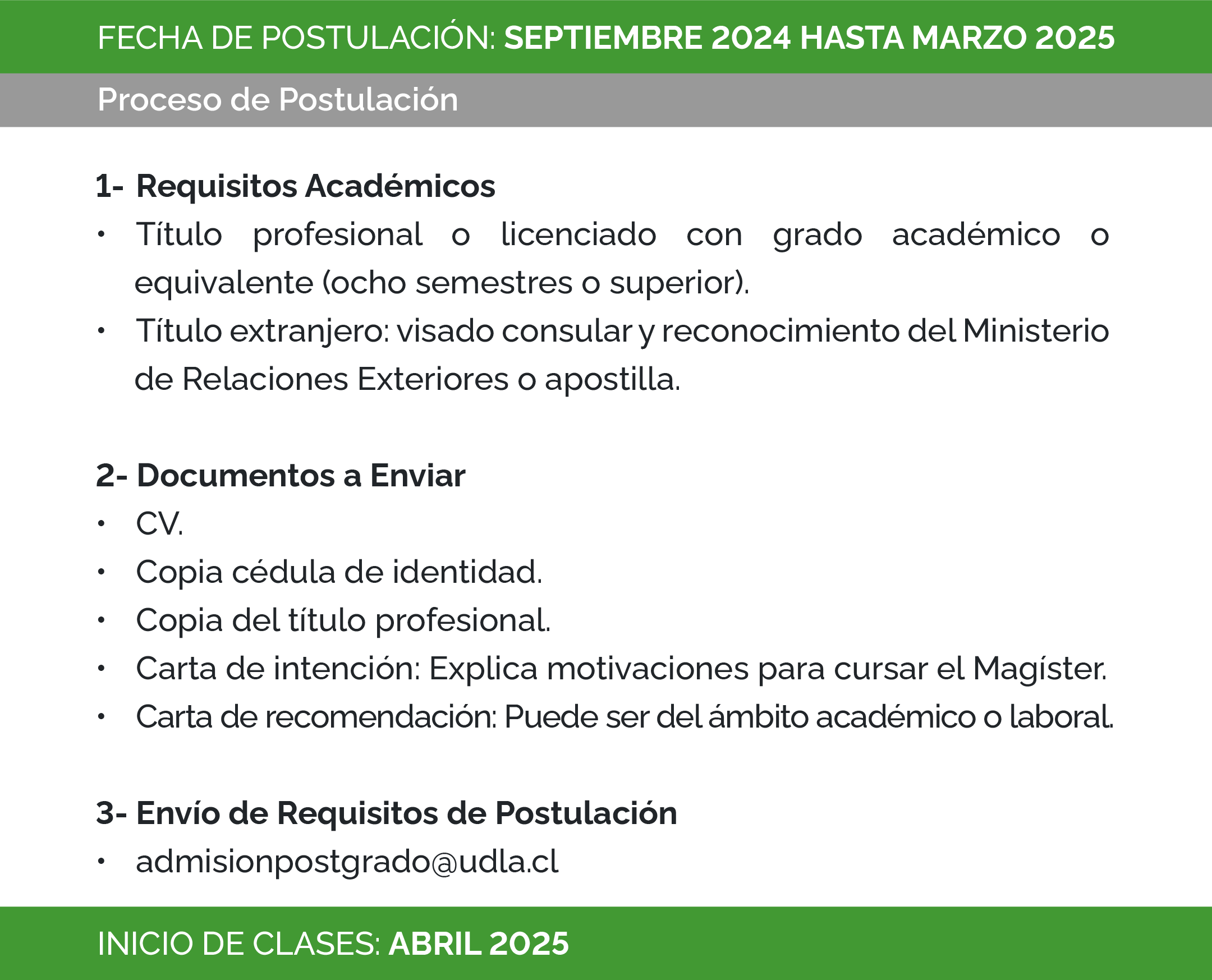 Fechas de postulación Magíster SALUD SOCIALES UDLA